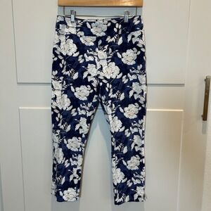 Chicos SO‎ SLIMMING Cropped Pants Womens Size 0 Blue White Floral Print
